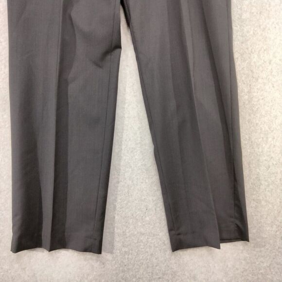 Boss Hugo Boss Dress Pants Mens 40 x 27 Black Striped Pleated Straight Leg - Picture 3 of 11